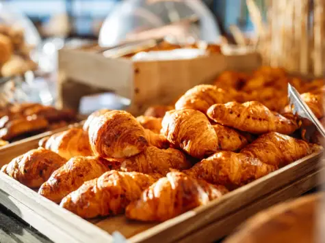 Vassoio di croissant su un tavolo.