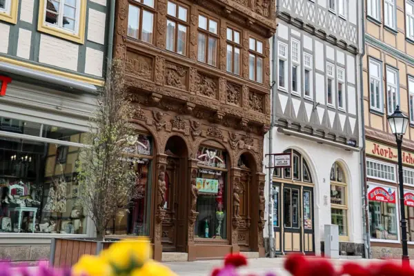 La facciata esterna della Krummel House a Wernigerode.
